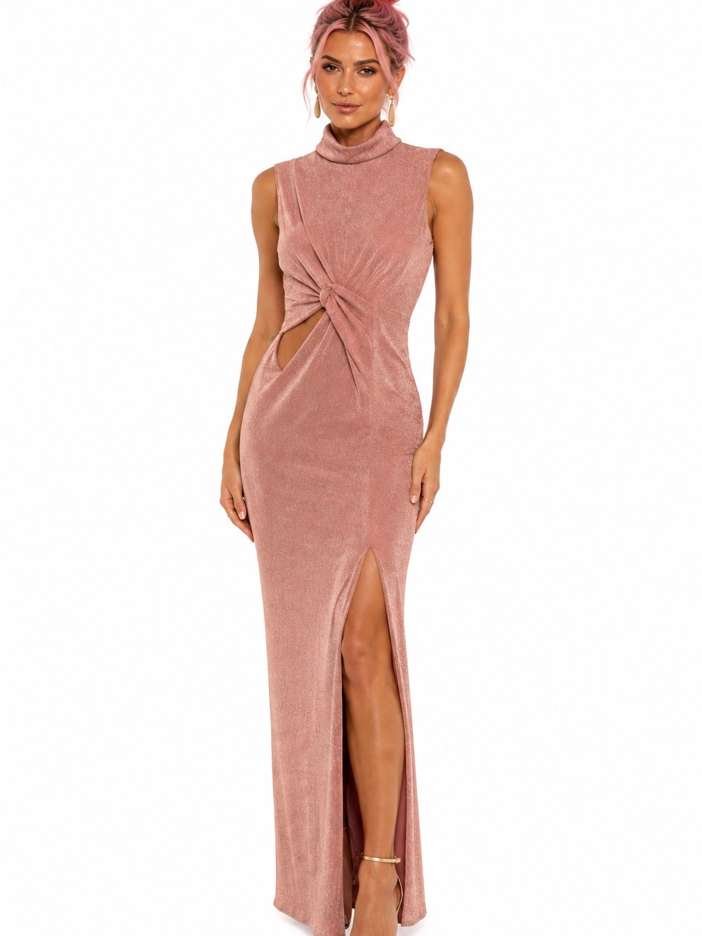 Baobab Collection Rose Sleeveless Twist-Front Maxi Dress
